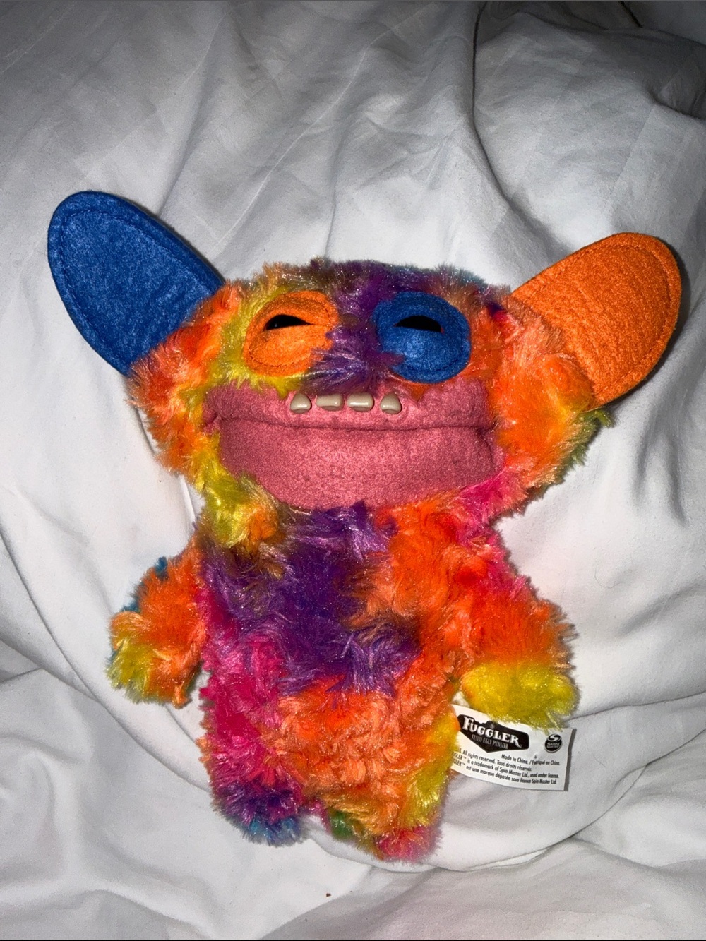 Fuggler 9” Furry Rainbow Grin Funny Ugly Monster Plush - Check Out His Teeth!